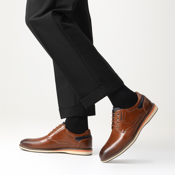 Men's Plain Toe Smart Dress Sneakers - BROWN - 7